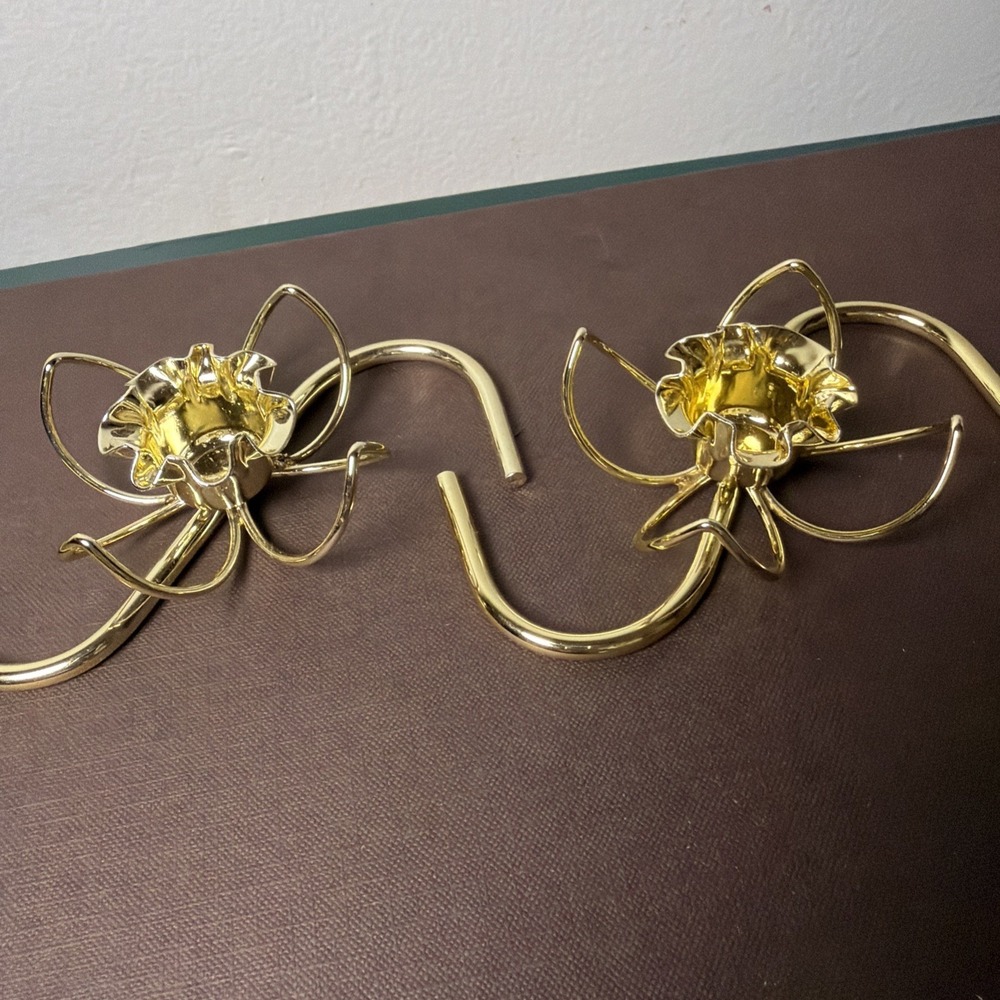 Vintage W.T. Rogers Gold Flower Lustro Magic Candle Holders MCM Boxed - Picture 13 of 13